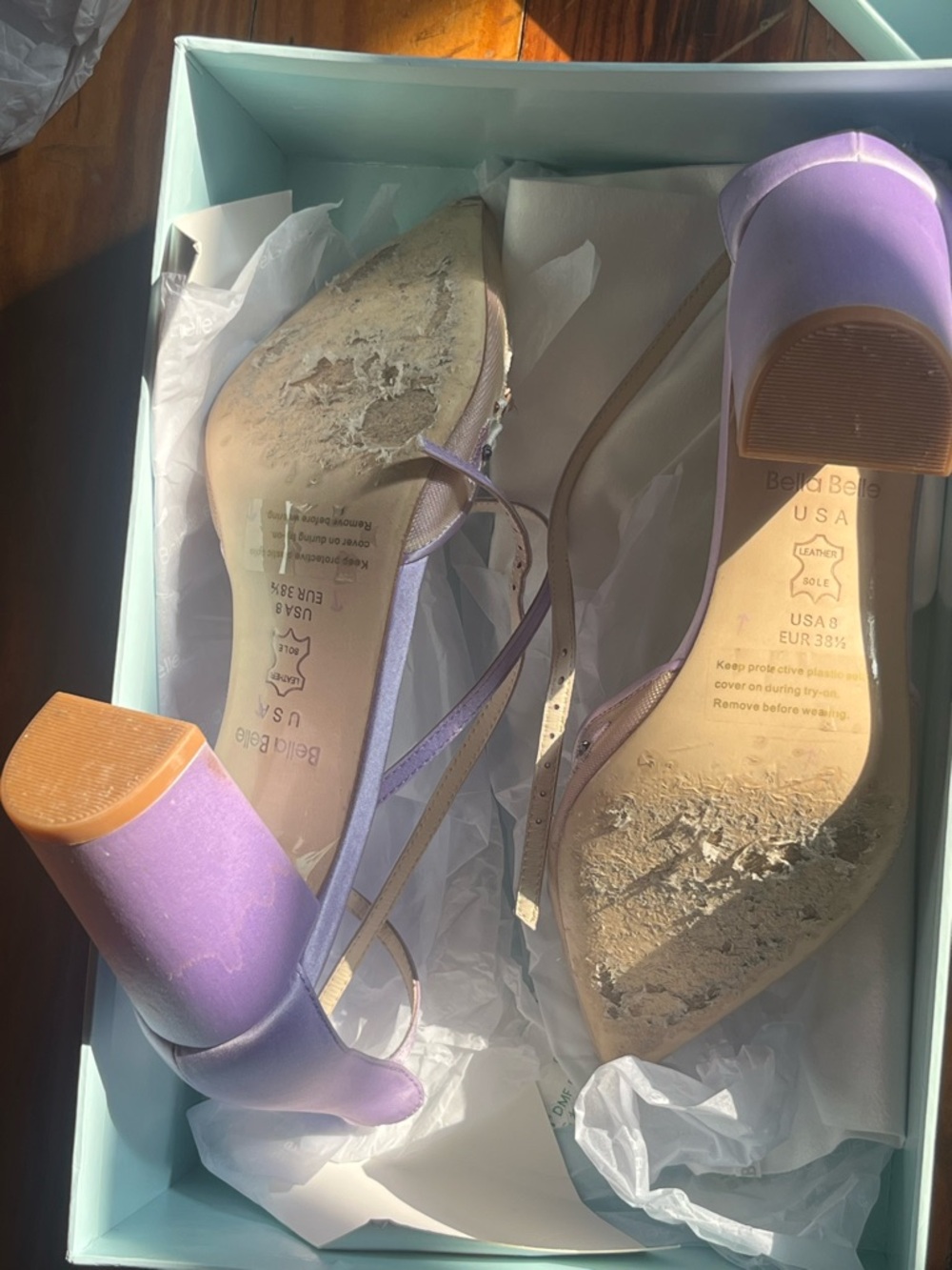 Bella Belle Lilac Ankle-Strap Block Heels with Butterfly Appliqué - Picture 11 of 17